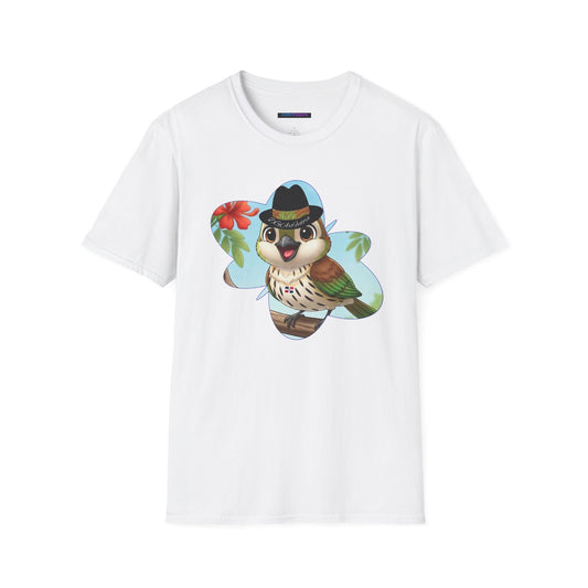 Unisex Softstyle T-Shirt of Ciguita on a Flamboyan Tree