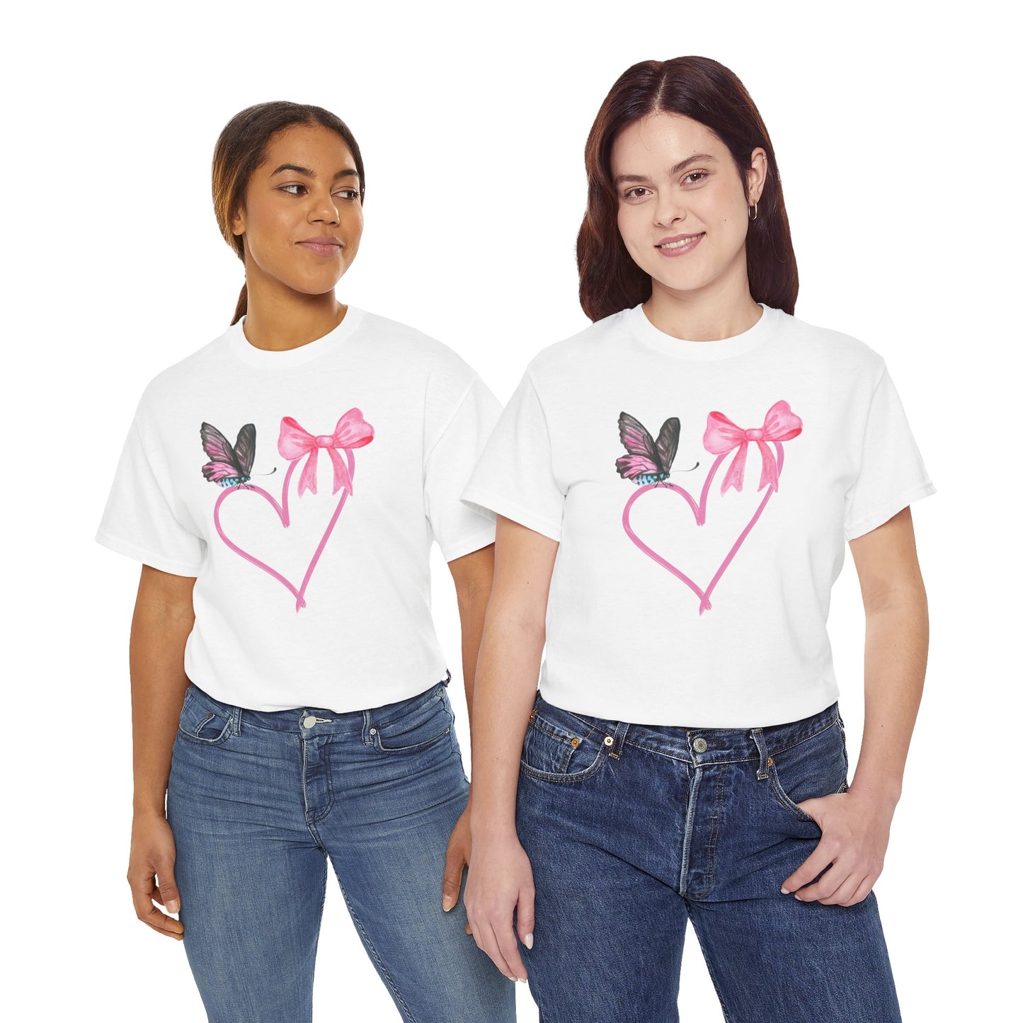 Unisex Heavy Cotton Tee Heart & Butterfly