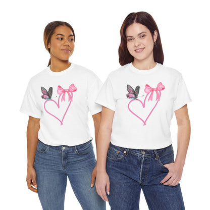 Unisex Heavy Cotton Tee Heart & Butterfly
