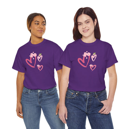 Unisex Heavy Cotton Tee Hearts Adorned