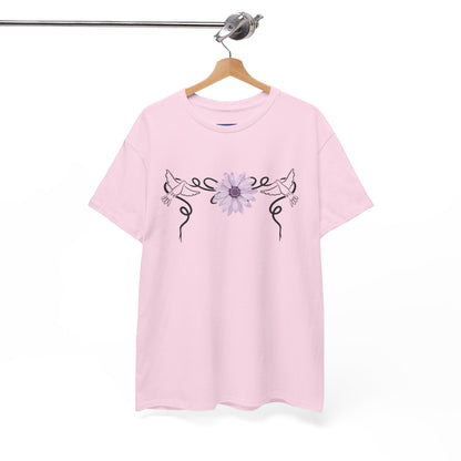 Unisex Heavy Cotton Tee - Doves with Flower