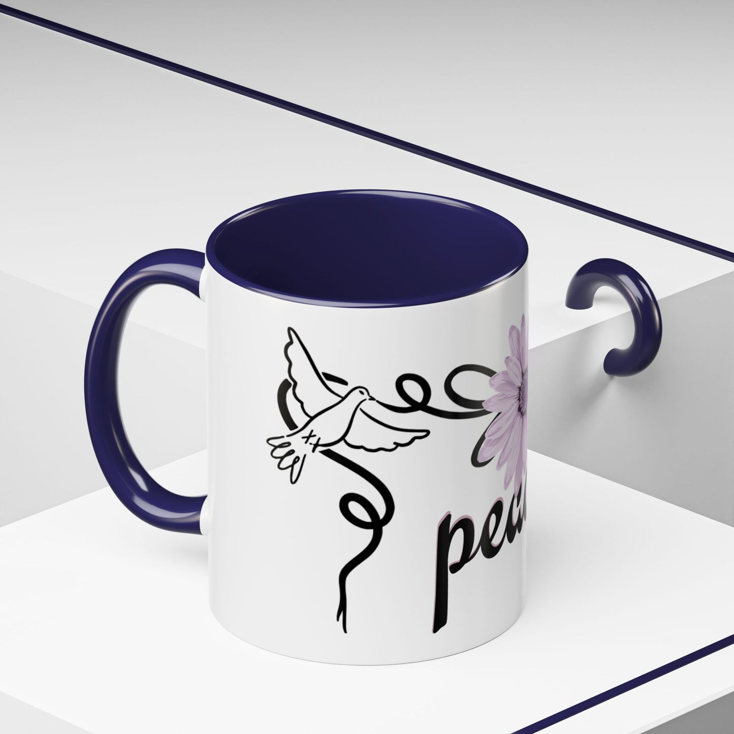 Accent Coffee Mug - Doves with Flower & Peace