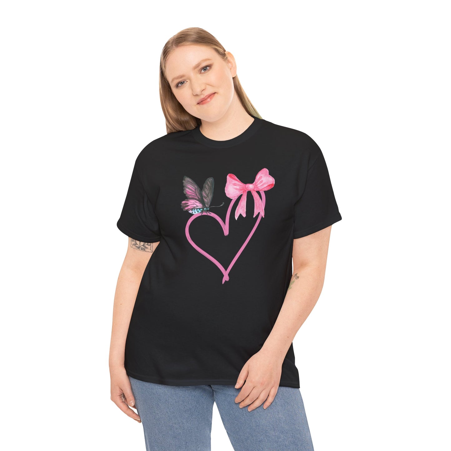 Unisex Heavy Cotton Tee Heart & Butterfly