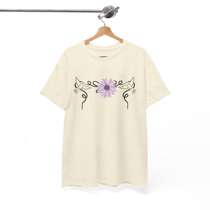 Unisex Heavy Cotton Tee - Doves with Flower