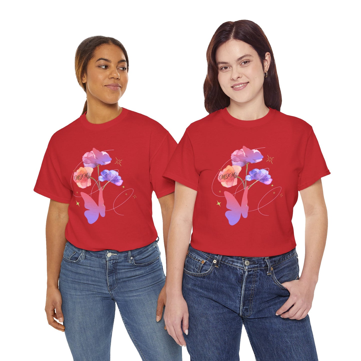 Dreamy Watercolor Flowers & Butterfly - Heavy Cotton Tee