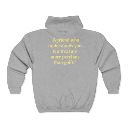 Unisex Heavy Blend Full Zip Hooded Sweatshirt Hand Shake and Friendship Quote