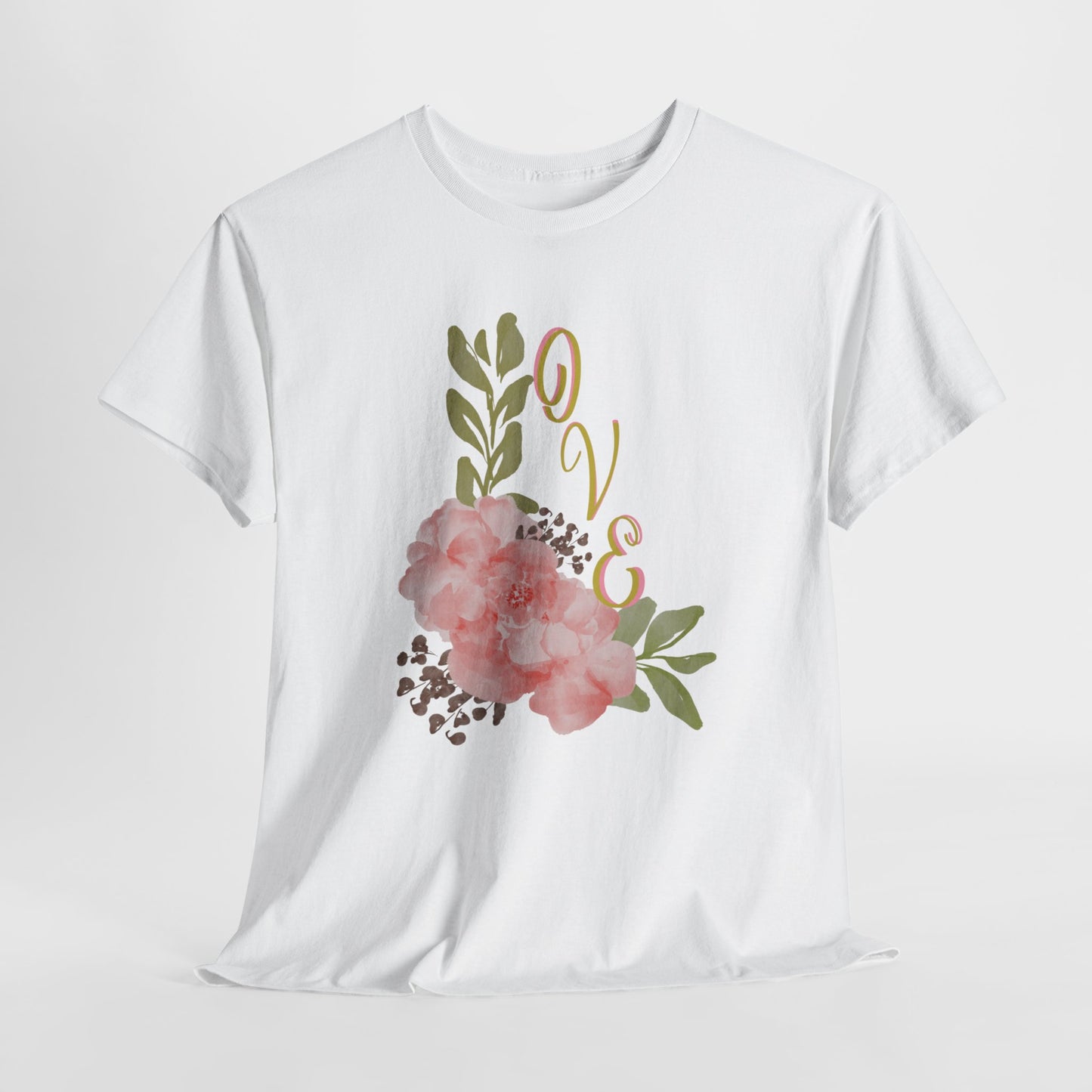Floral “Love” Design - Unisex Heavy Cotton Tee