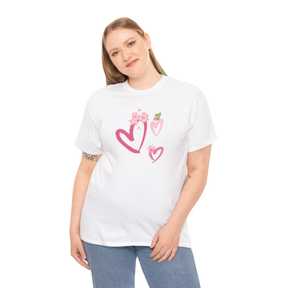 Unisex Heavy Cotton Tee Hearts Adorned