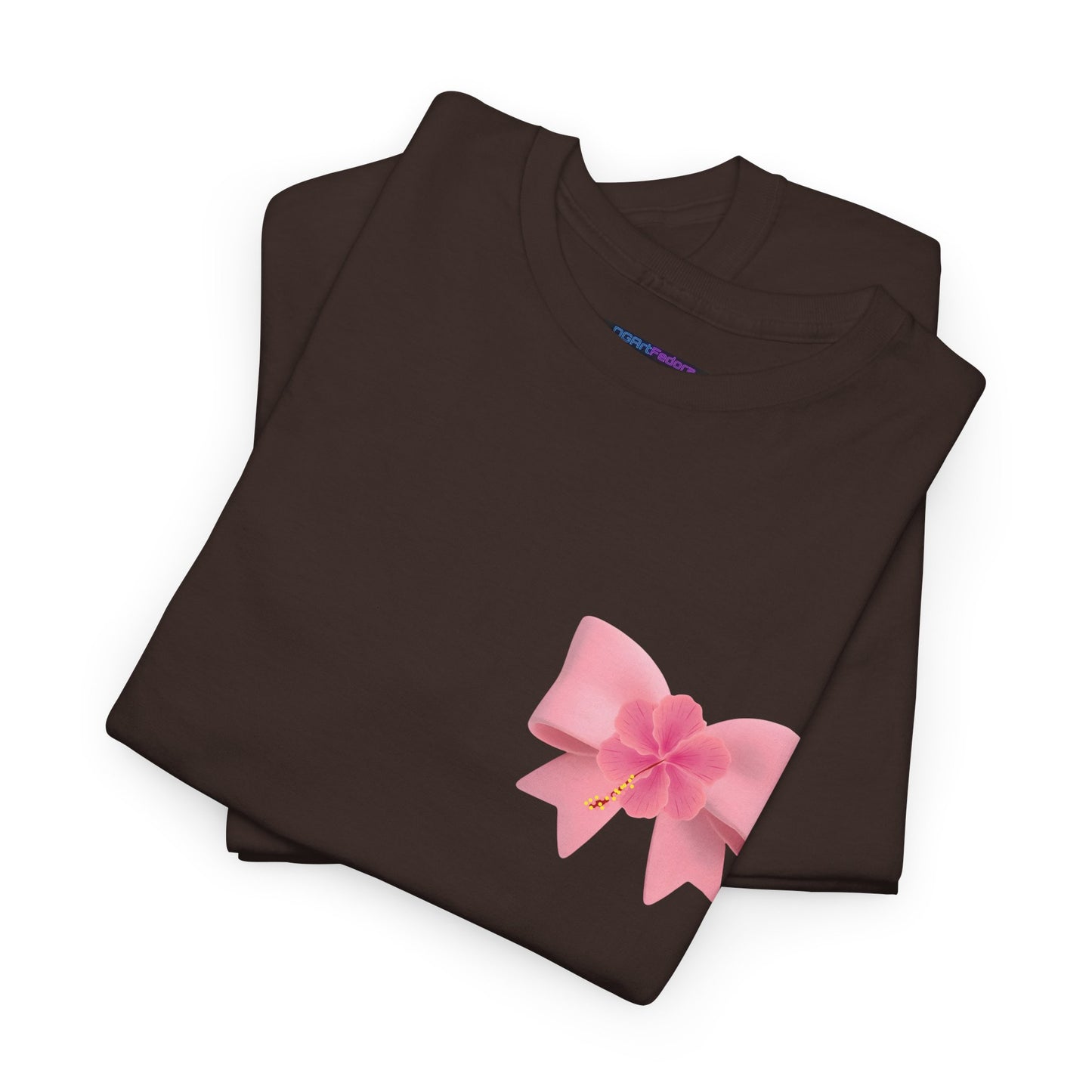 Cute Pink Bow with Flower Accent - Heavy Cotton Tee