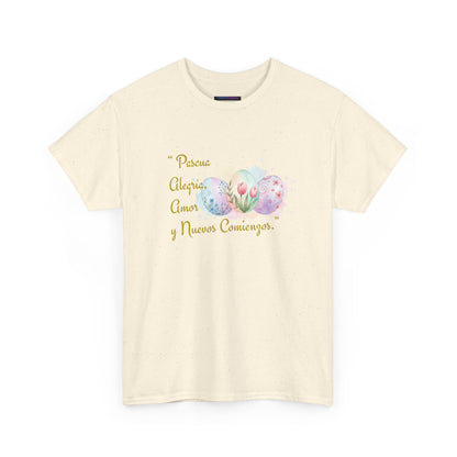 Unisex Heavy Cotton Tee - Easter, Joy, Love, & New Beginnings (Spanish Version)
