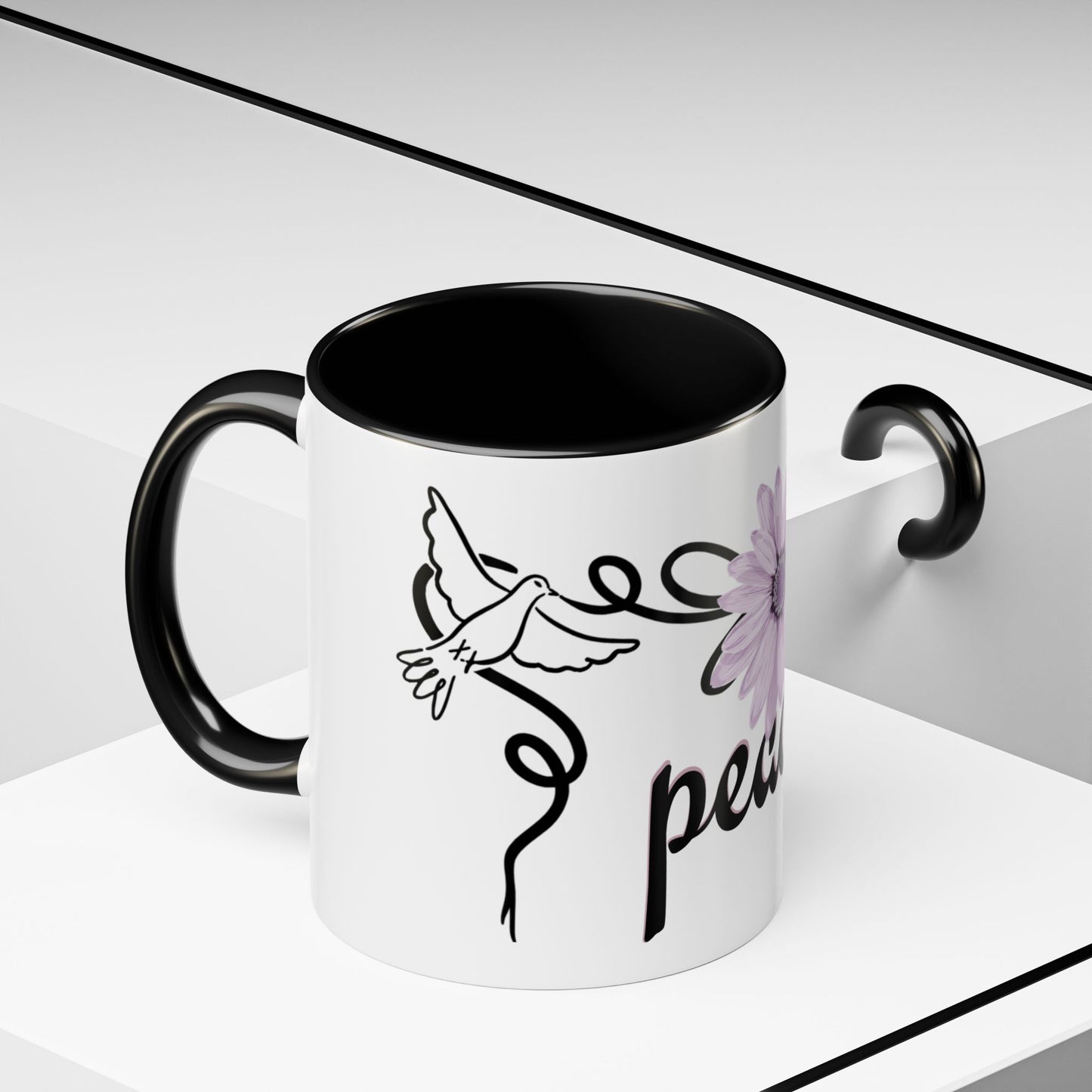 Accent Coffee Mug - Doves with Flower & Peace