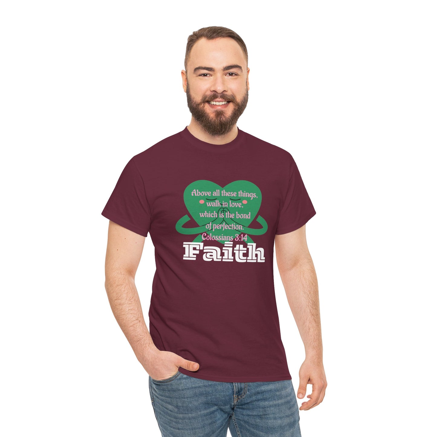 Unisex Heavy Cotton Tee -Faith, Colossians 3:14