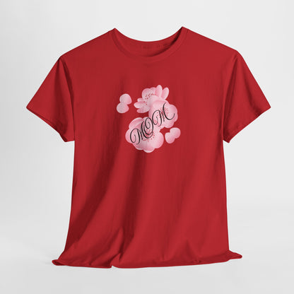 Stylish Mom Lettering with Pink Flowers - Heavy Cotton Tee