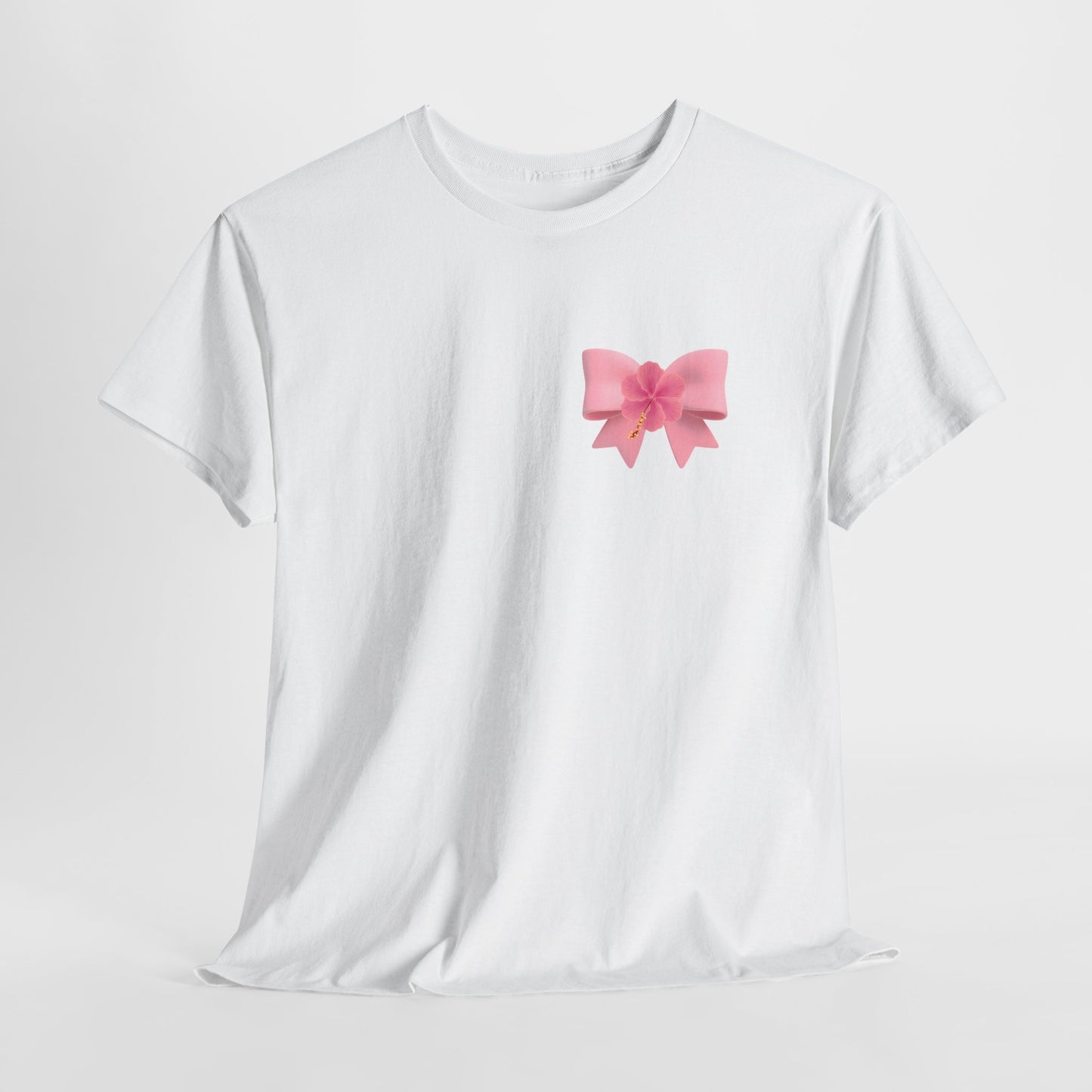 Cute Pink Bow with Flower Accent - Heavy Cotton Tee