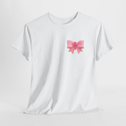 Cute Pink Bow with Flower Accent - Heavy Cotton Tee