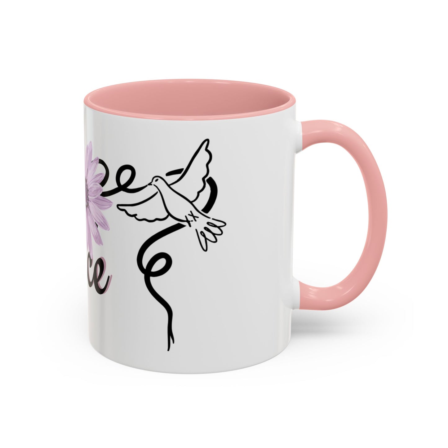 Accent Coffee Mug - Doves with Flower & Peace