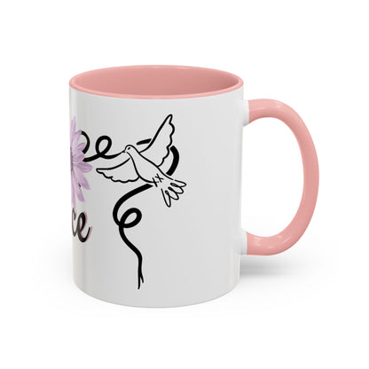 Accent Coffee Mug - Doves with Flower & Peace