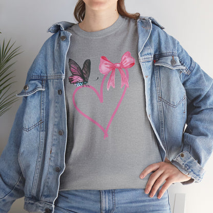 Unisex Heavy Cotton Tee Heart & Butterfly