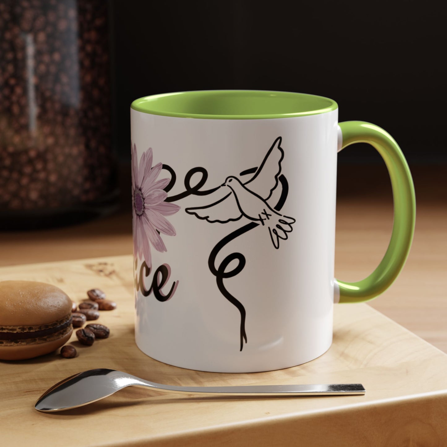 Accent Coffee Mug - Doves with Flower & Peace