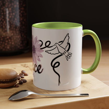 Accent Coffee Mug - Doves with Flower & Peace