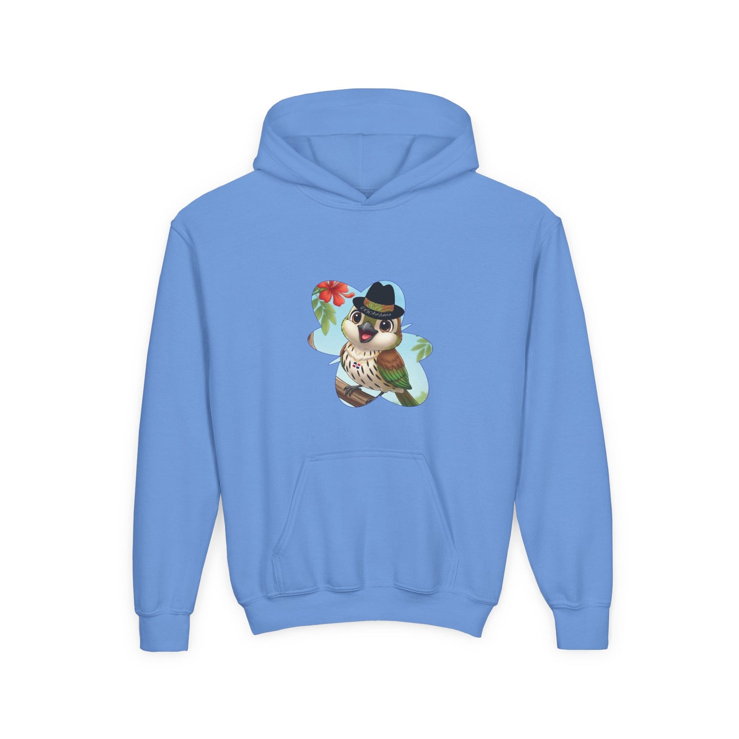 Youth Heavy Blend Hooded Sweatshirt Cigüita the Palmchat