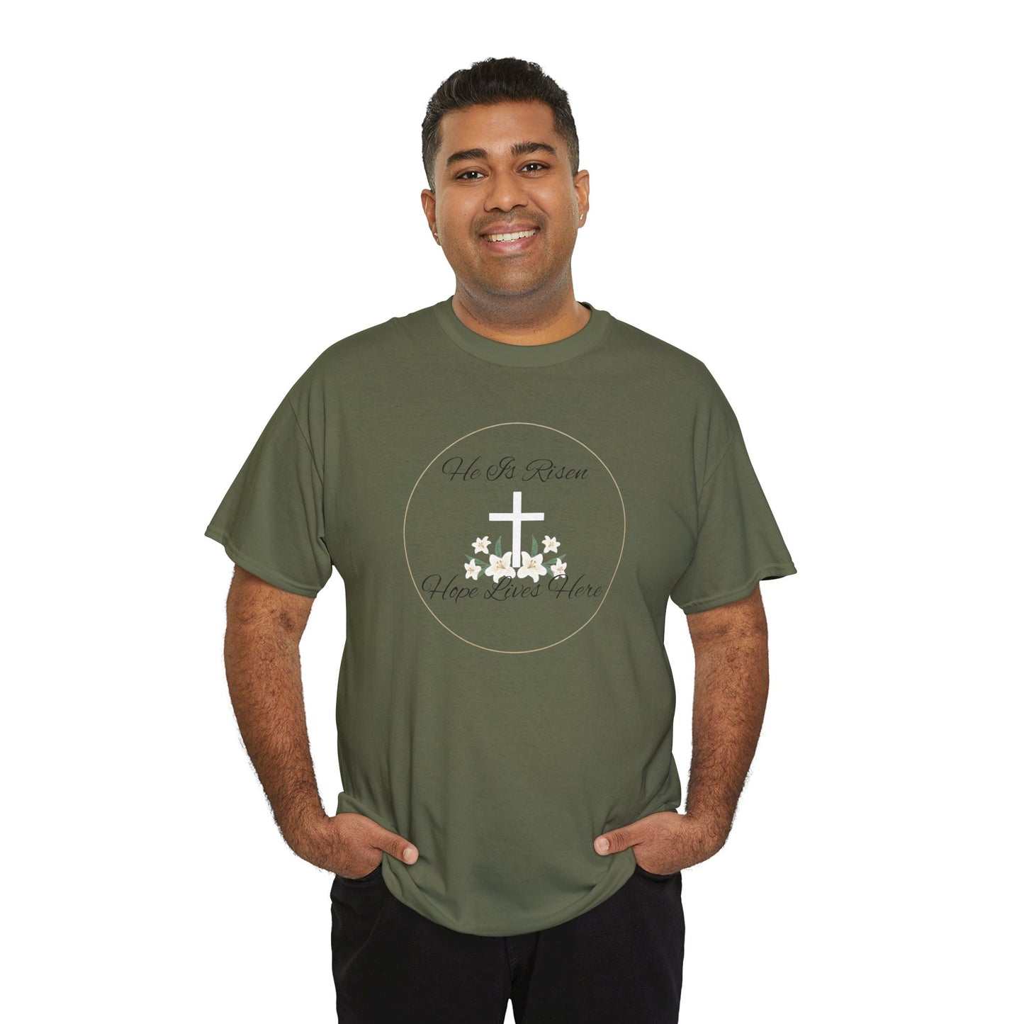 Unisex Heavy Cotton – He is Risen, Hope Lives Here