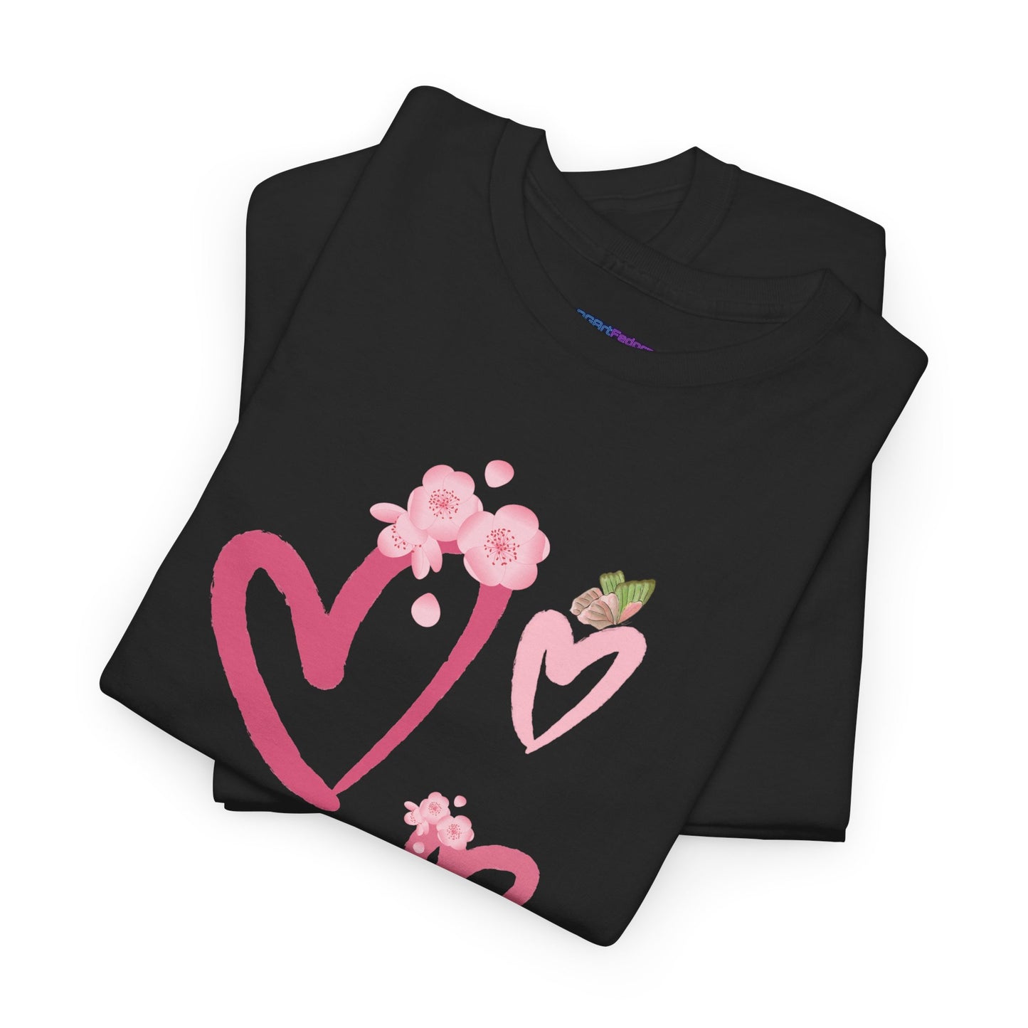 Unisex Heavy Cotton Tee Hearts Adorned