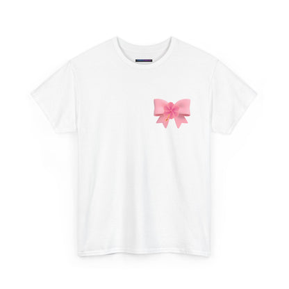 Cute Pink Bow with Flower Accent - Heavy Cotton Tee