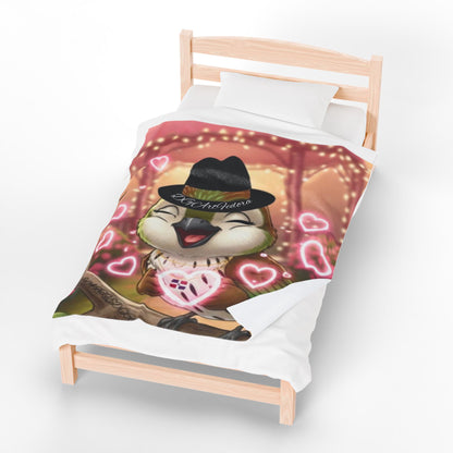 Velveteen Plush Blanket Ciguita with a Ring of Hearts