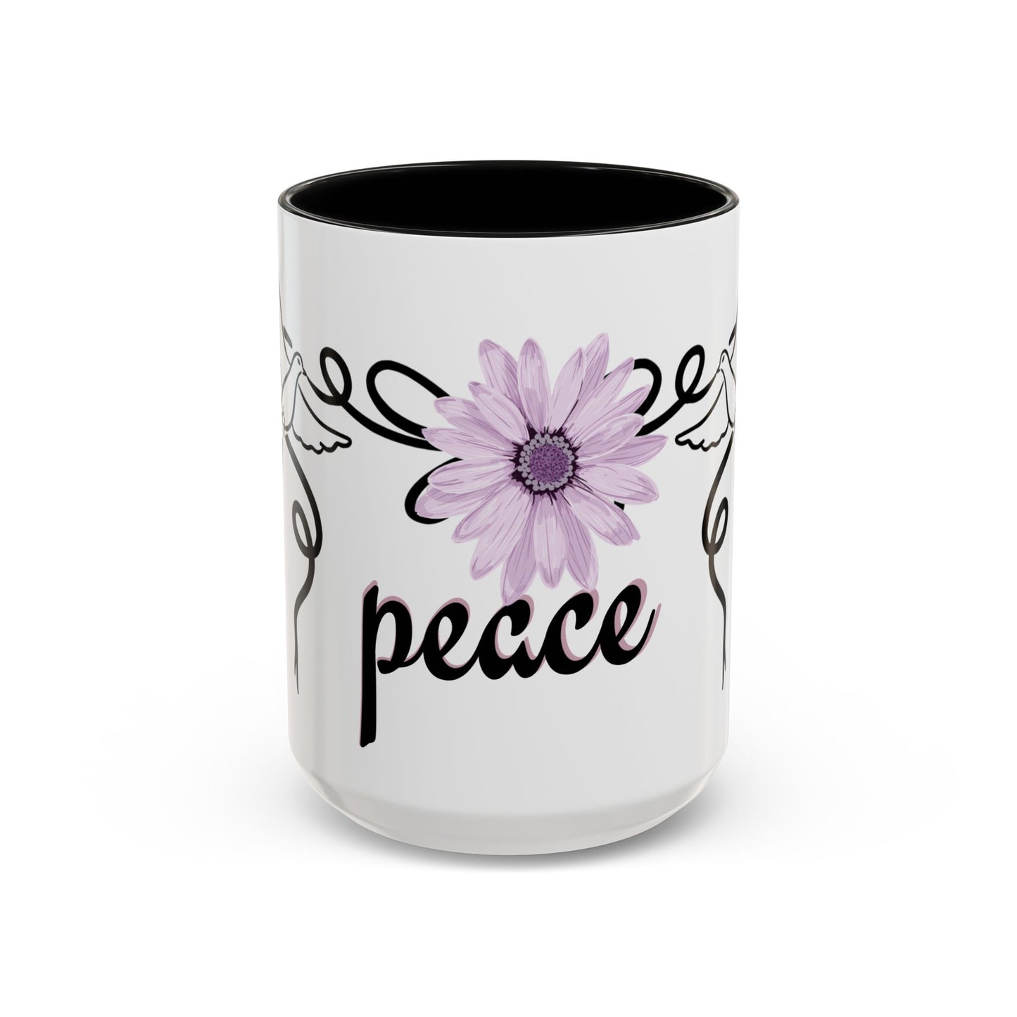 Accent Coffee Mug - Doves with Flower & Peace