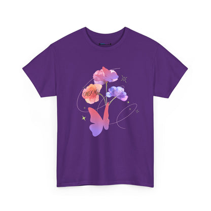 Dreamy Watercolor Flowers & Butterfly - Heavy Cotton Tee
