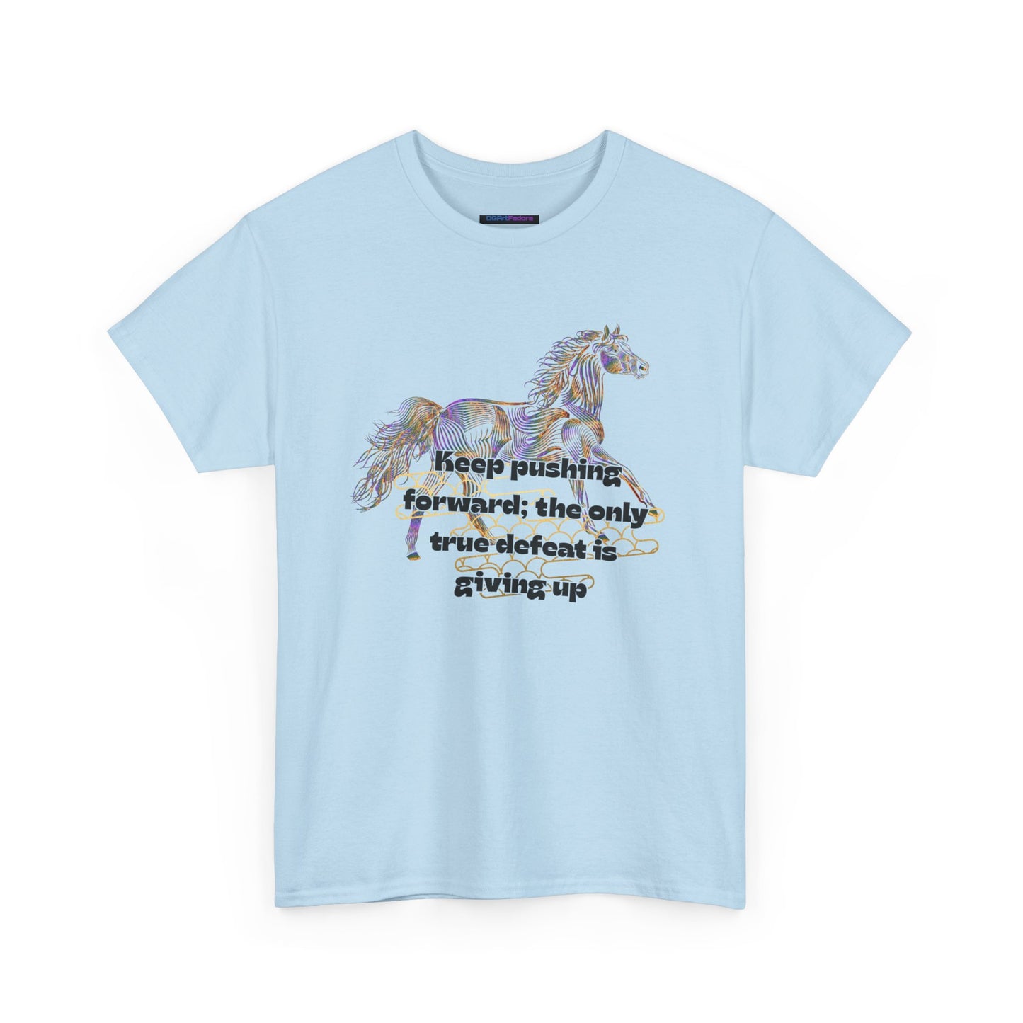 Unisex Heavy Cotton Tee Horse with a Quote Inspiring Success