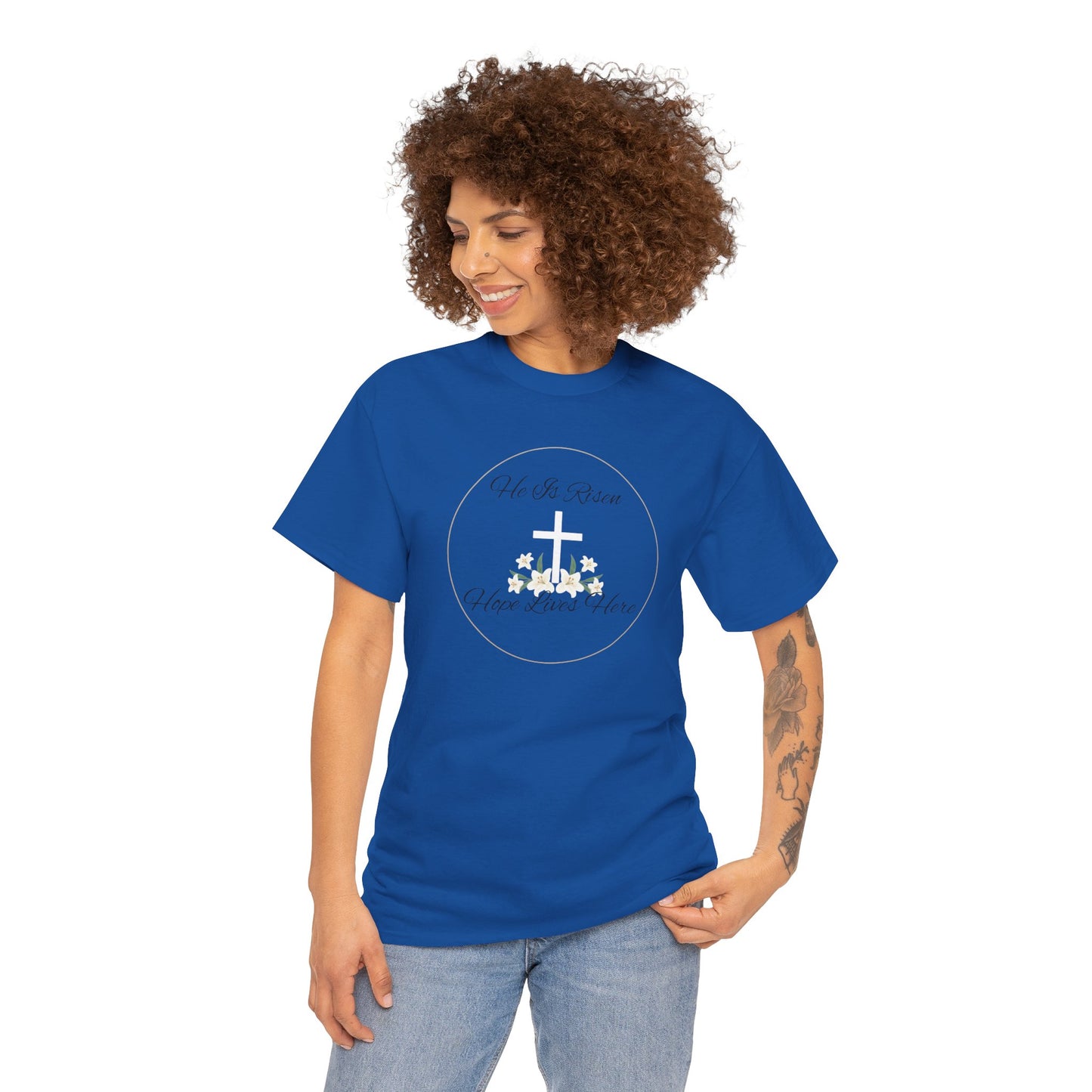 Unisex Heavy Cotton – He is Risen, Hope Lives Here