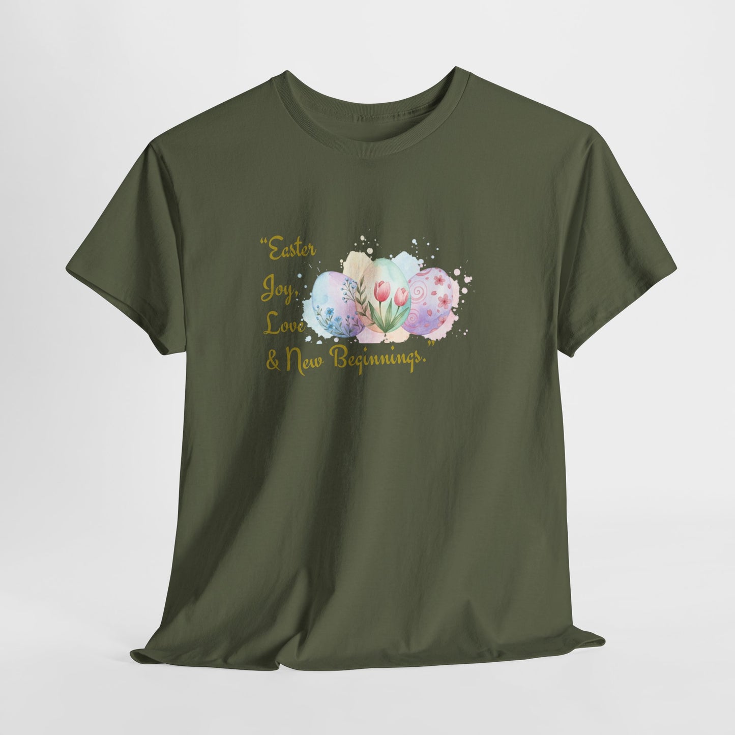 Unisex Heavy Cotton Tee - Easter, Joy, Love, & New Beginnings