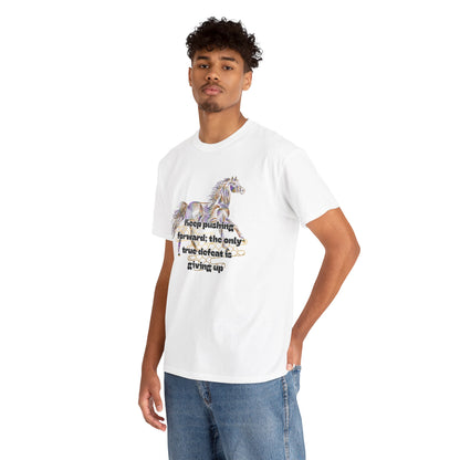 Unisex Heavy Cotton Tee Horse with a Quote Inspiring Success