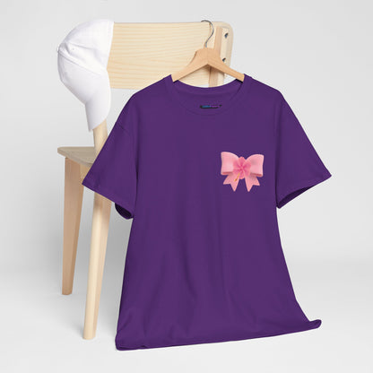 Cute Pink Bow with Flower Accent - Heavy Cotton Tee
