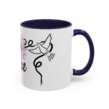 Accent Coffee Mug - Doves with Flower & Peace