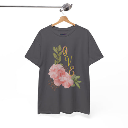 Floral “Love” Design - Unisex Heavy Cotton Tee