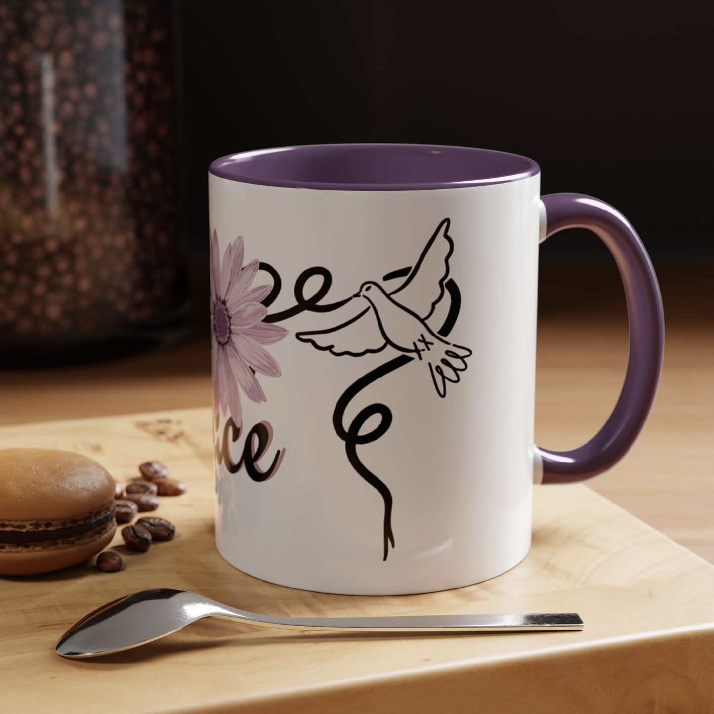 Accent Coffee Mug - Doves with Flower & Peace