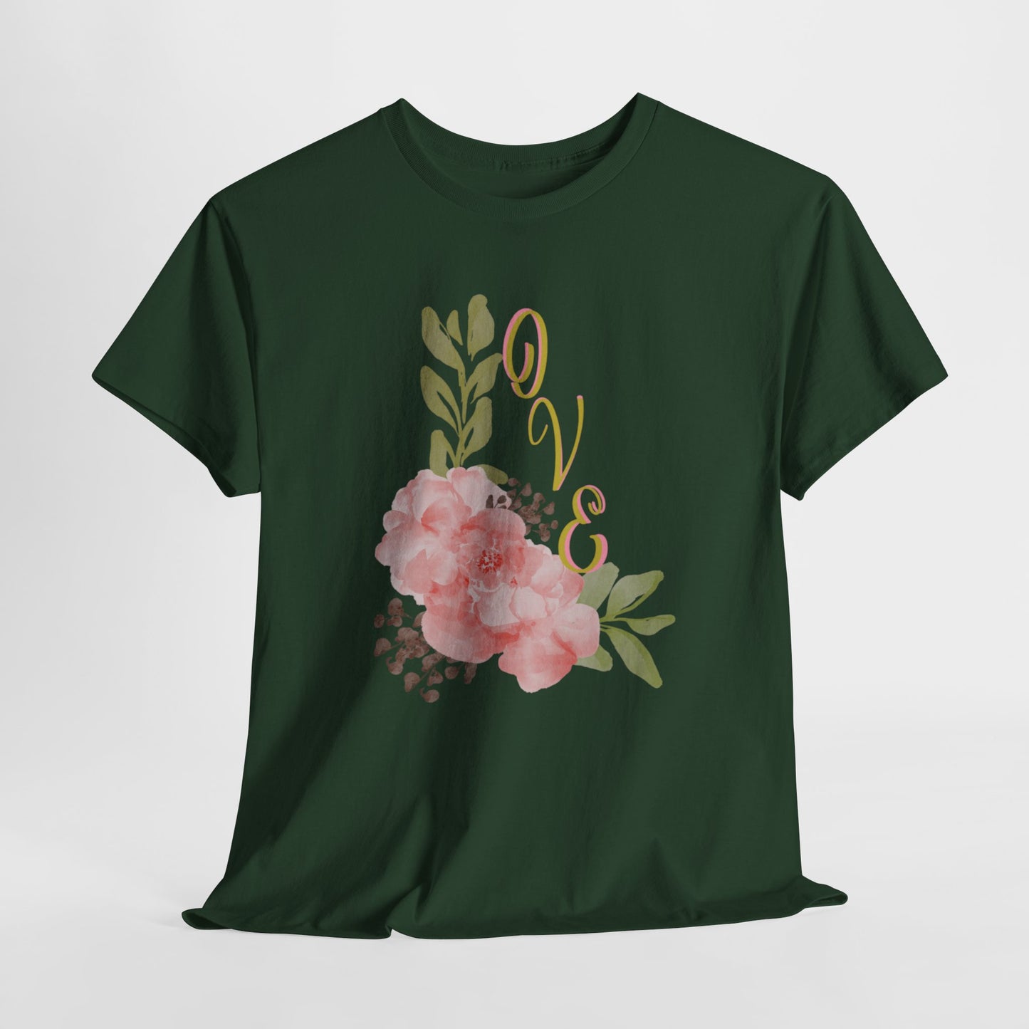 Floral “Love” Design - Unisex Heavy Cotton Tee