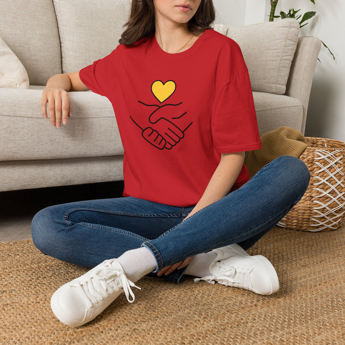 Unisex Softstyle T-Shirt Clasped Hands with Heart