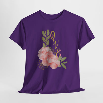 Floral “Love” Design - Unisex Heavy Cotton Tee