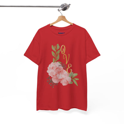 Floral “Love” Design - Unisex Heavy Cotton Tee