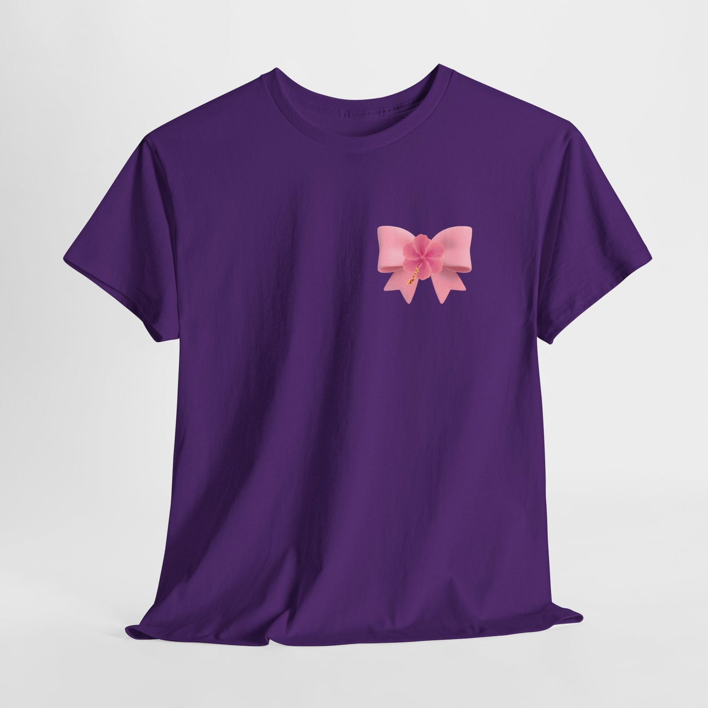 Cute Pink Bow with Flower Accent - Heavy Cotton Tee