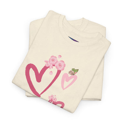 Unisex Heavy Cotton Tee Hearts Adorned