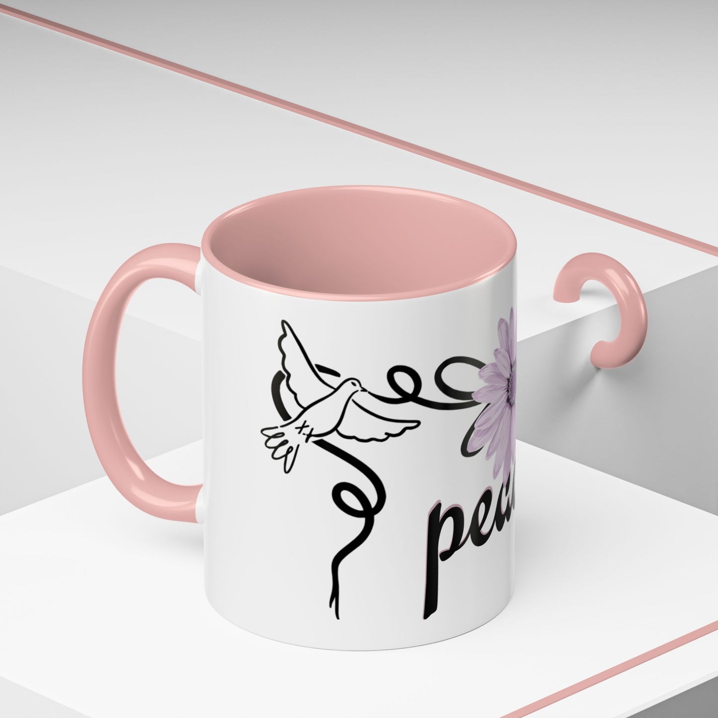 Accent Coffee Mug - Doves with Flower & Peace