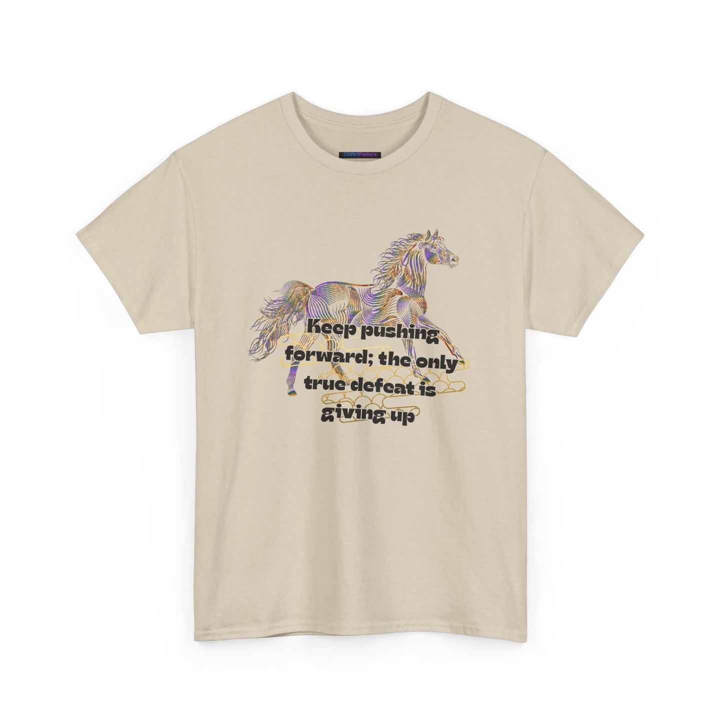 Unisex Heavy Cotton Tee Horse with a Quote Inspiring Success