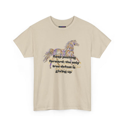 Unisex Heavy Cotton Tee Horse with a Quote Inspiring Success