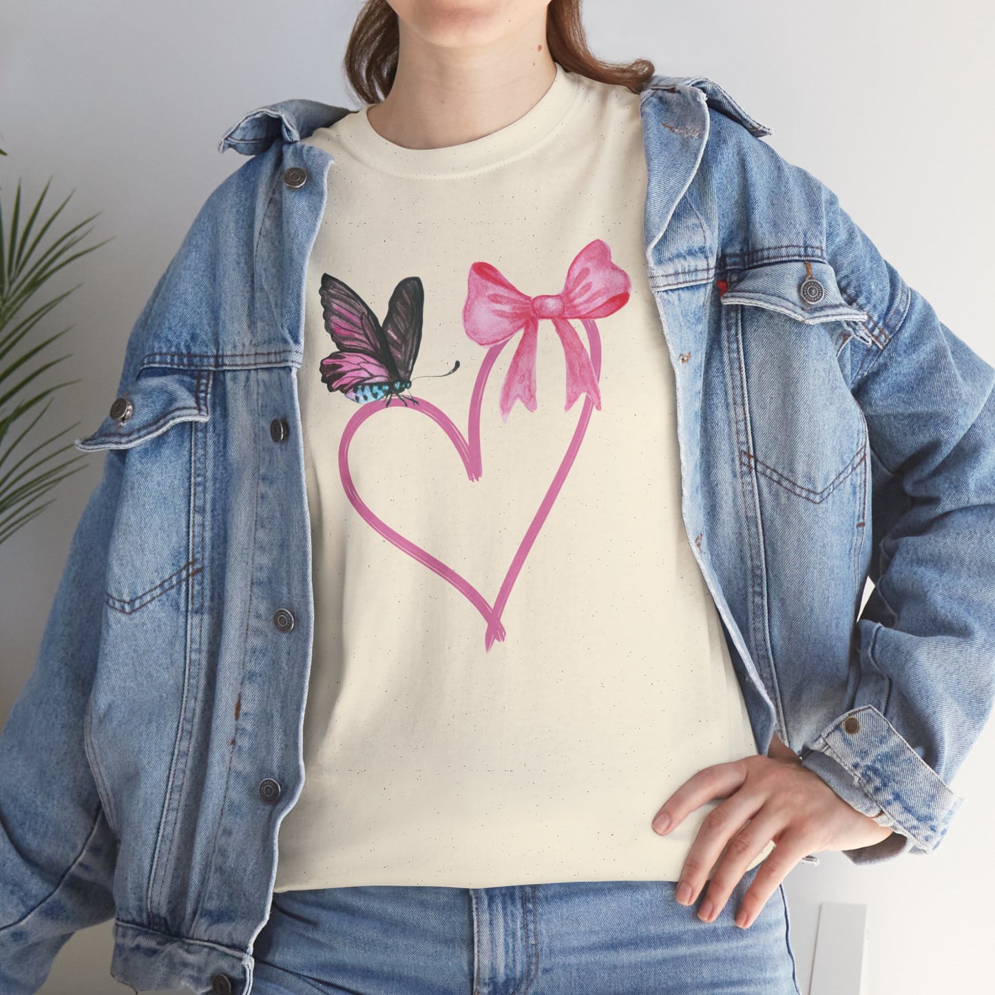 Unisex Heavy Cotton Tee Heart & Butterfly