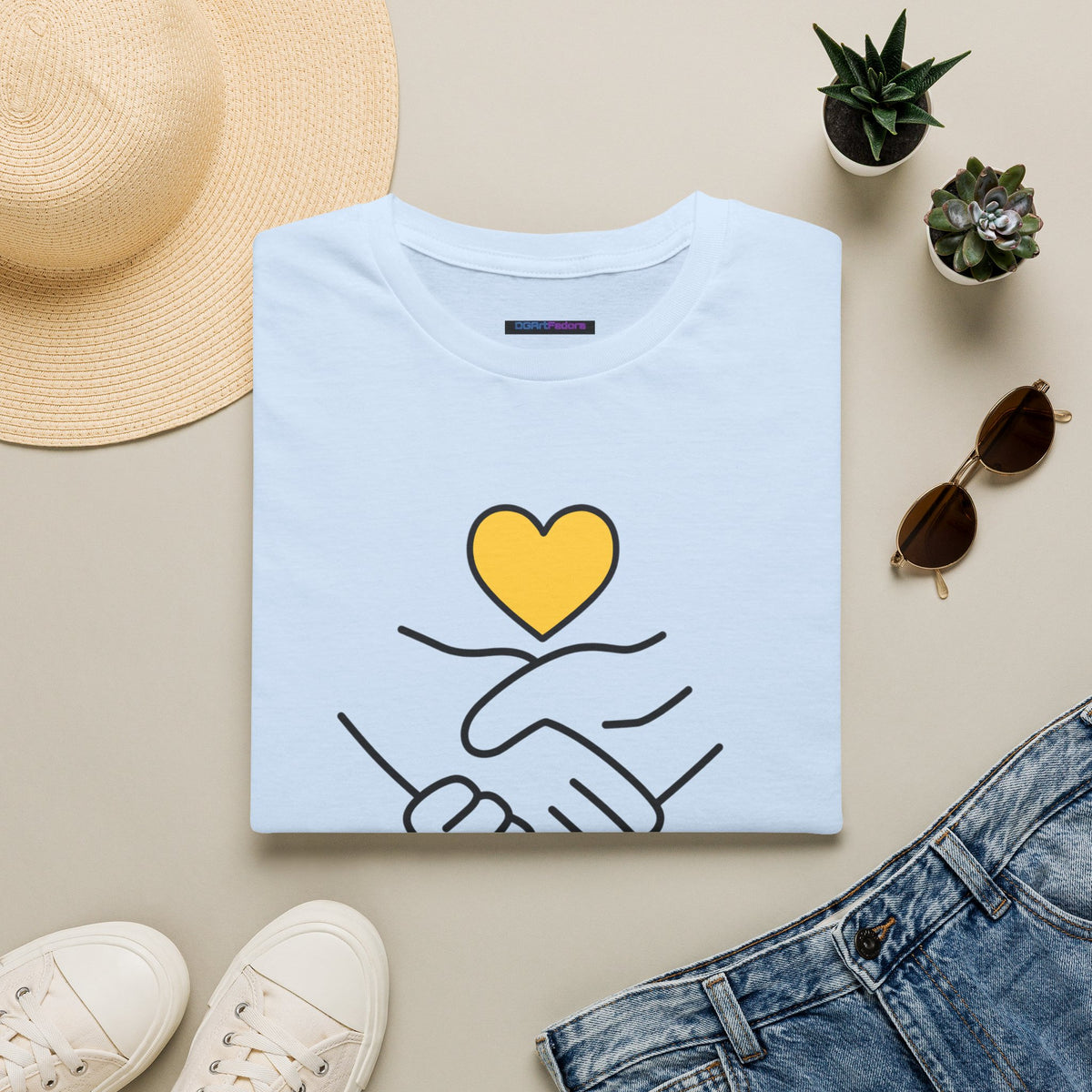 Unisex Softstyle T-Shirt Clasped Hands with Heart
